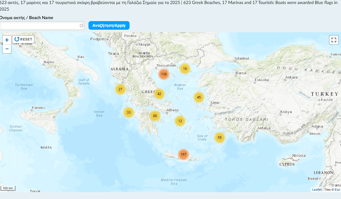 Blue Flag Beaches Map
